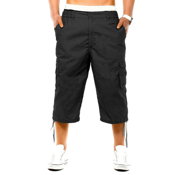 Waterproof Mens Capri Shorts Below Knee 3/4 Fast Dry Hiking Pants Cargo Shorts 